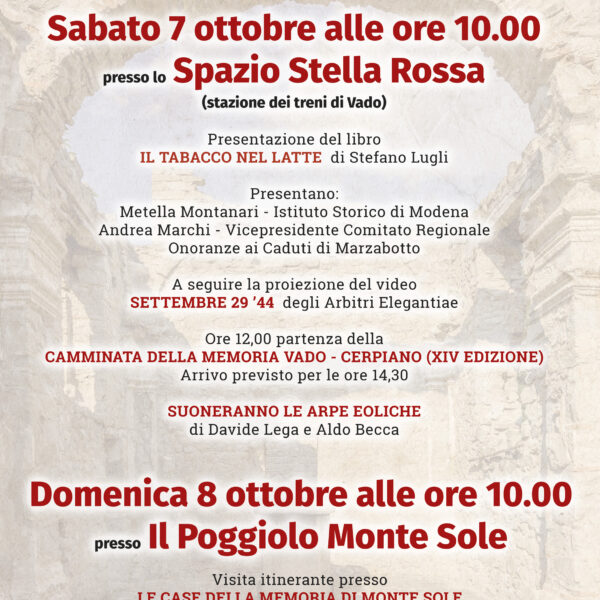 7-8/10/2023 | Eventi allo Spazio Stella Rossa e al Poggiolo di Monte Sole